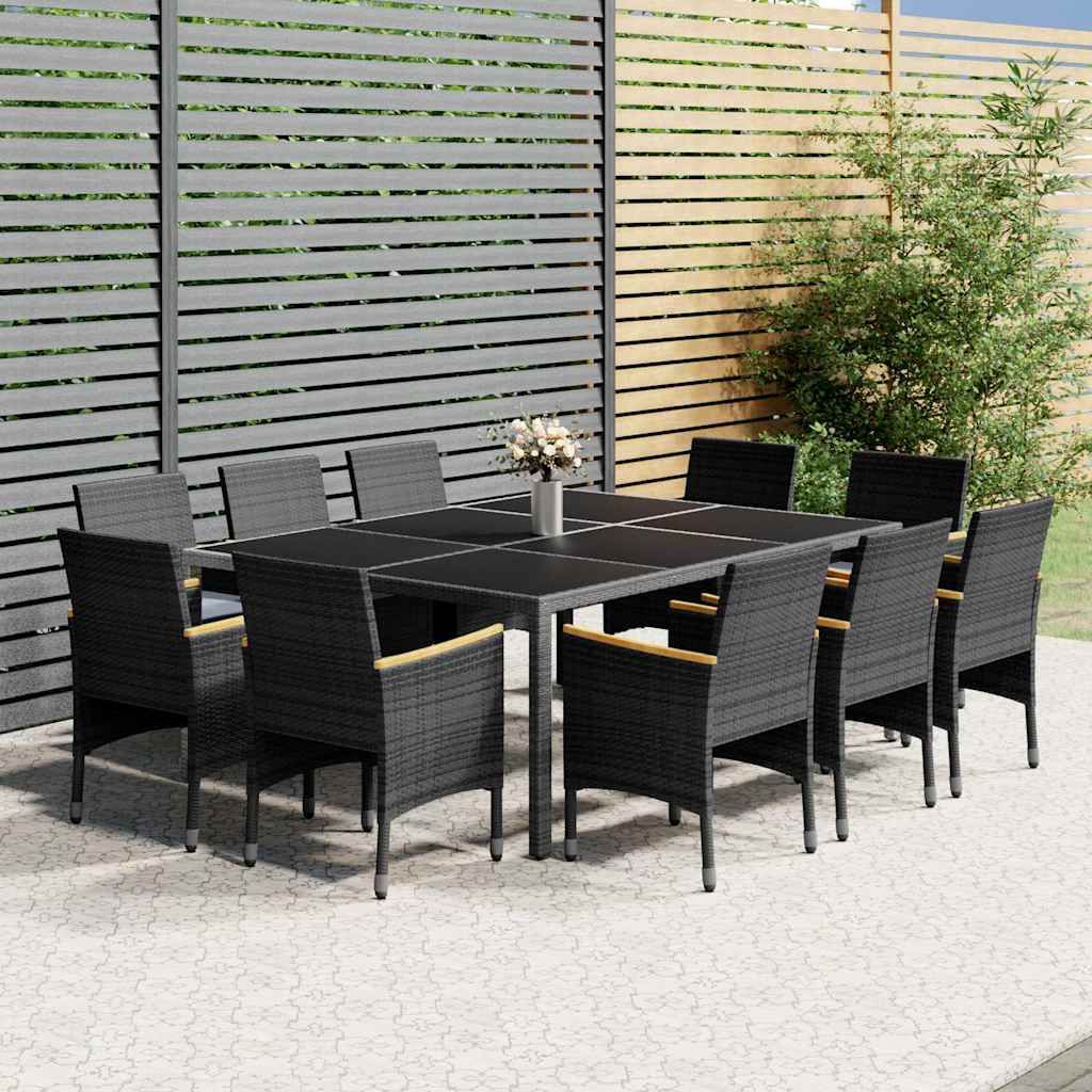 Set Pranzo da Giardino 11pz in Polyrattan Grigio vidaXL