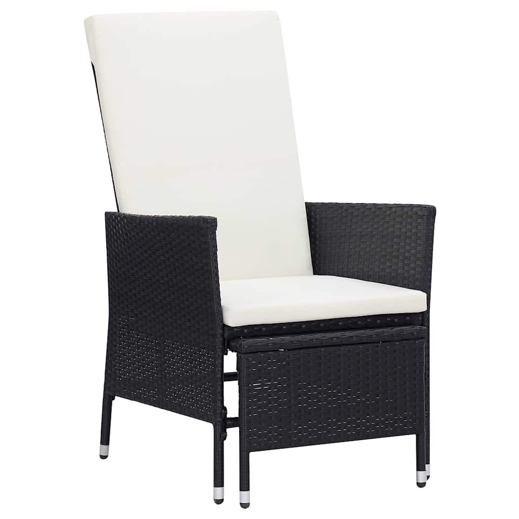 Set Divani da Giardino 3 pz con Cuscini in Polyrattan Nero vidaXL