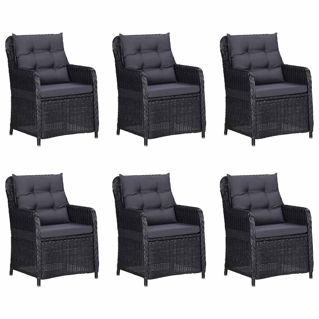 Set da Pranzo da Giardino 7 pz in Polyrattan Nero vidaXL