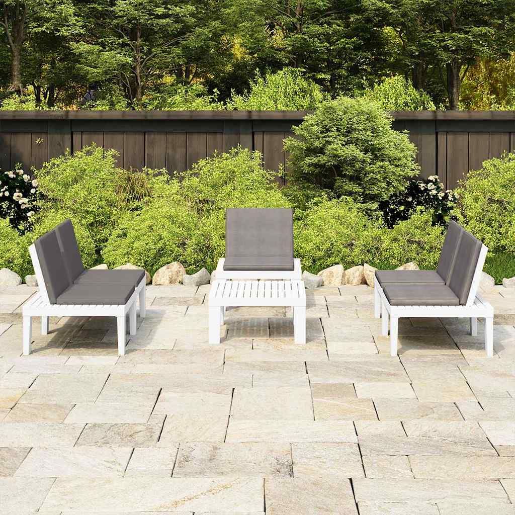 Set Divani da Giardino con Cuscini 4 pz in Plastica Bianco vidaXL