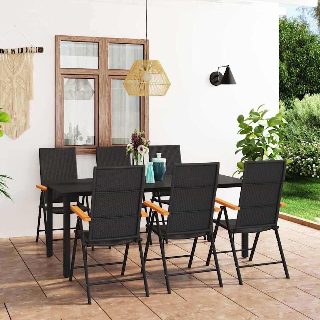Set da Pranzo da Giardino 7 pz Nero e Marrone vidaXL