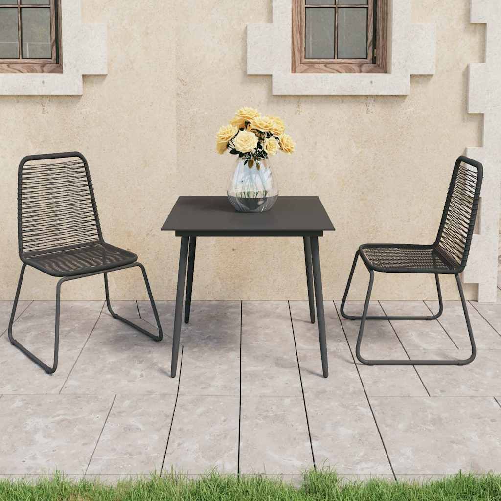 Set da Pranzo da Giardino 3 pz in Rattan PVC Nero vidaXL
