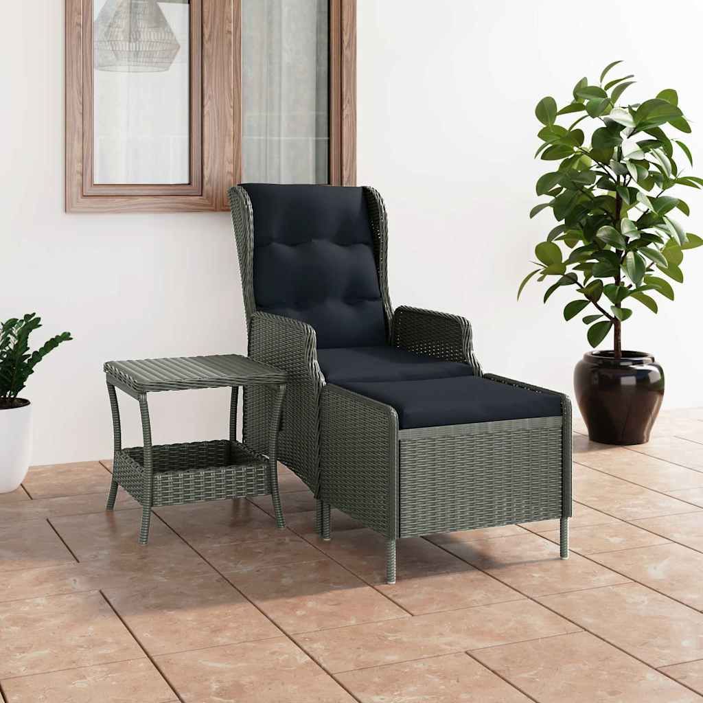 Set Divani da Giardino 2pz con Cuscini Polyrattan Grigio Chiaro vidaXL