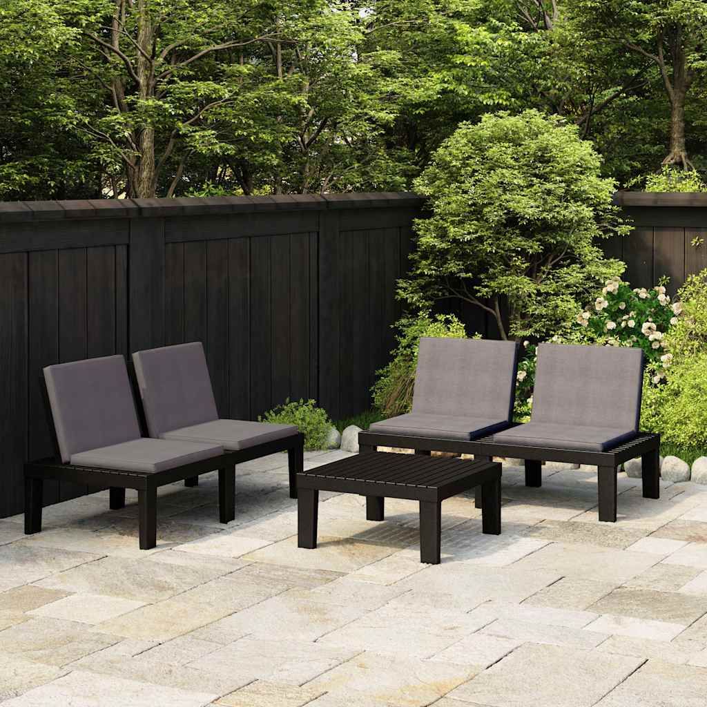 Set Divani da Giardino con Cuscini 3 pz in Plastica Grigio vidaXL