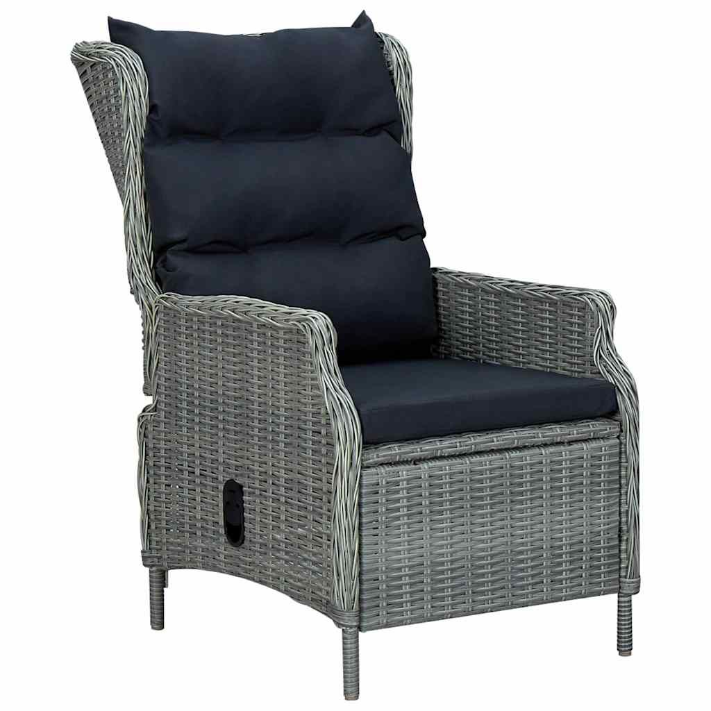 Set Pranzo da Giardino 9pz con Cuscini Polyrattan Grigio Chiaro vidaXL