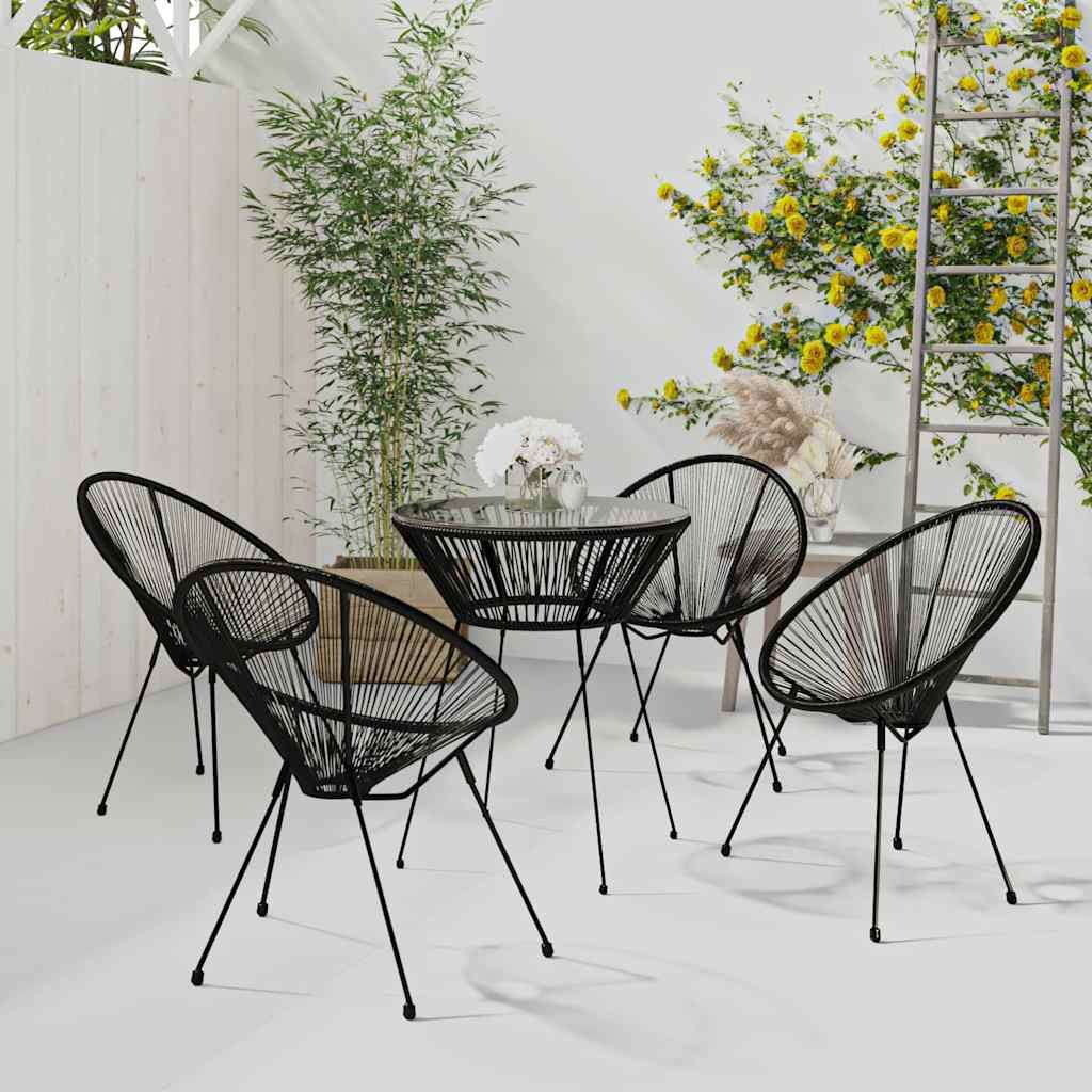 Set da Pranzo per Giardino 5 pz in Rattan PVC Nero vidaXL