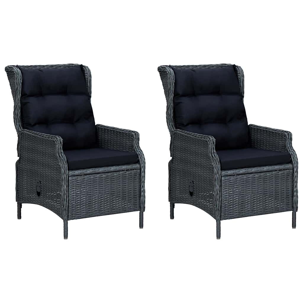 Set Pranzo da Giardino 9 pz con Cuscini Polyrattan Grigio Scuro vidaXL