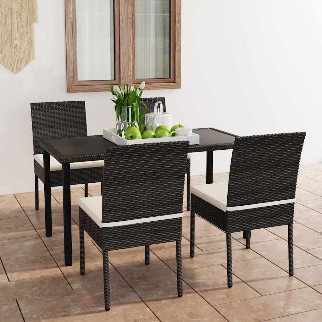 Set da Pranzo da Giardino 5 pz in Polyrattan Nero vidaXL