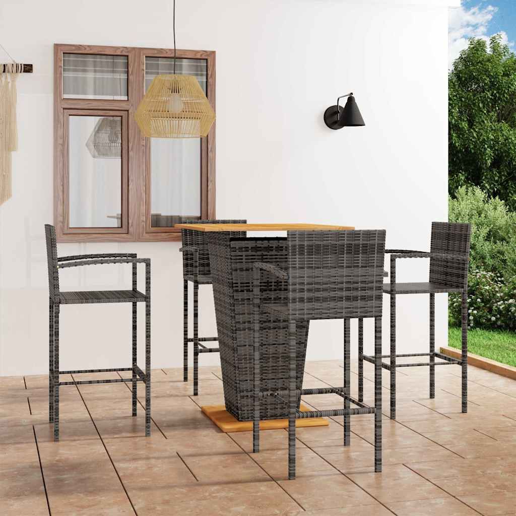 Set Bar da Giardino 5 pz Grigio vidaXL