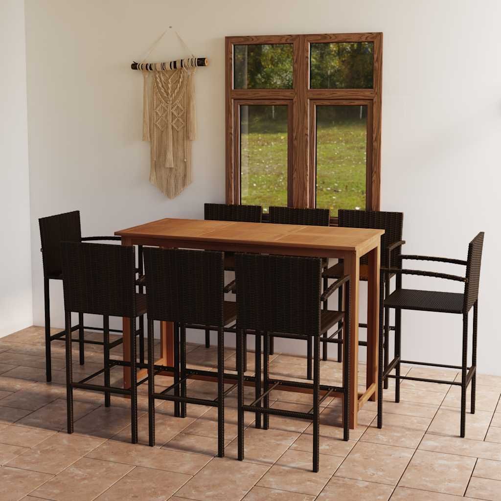 Set Bar da Giardino 9 pz Marrone vidaXL