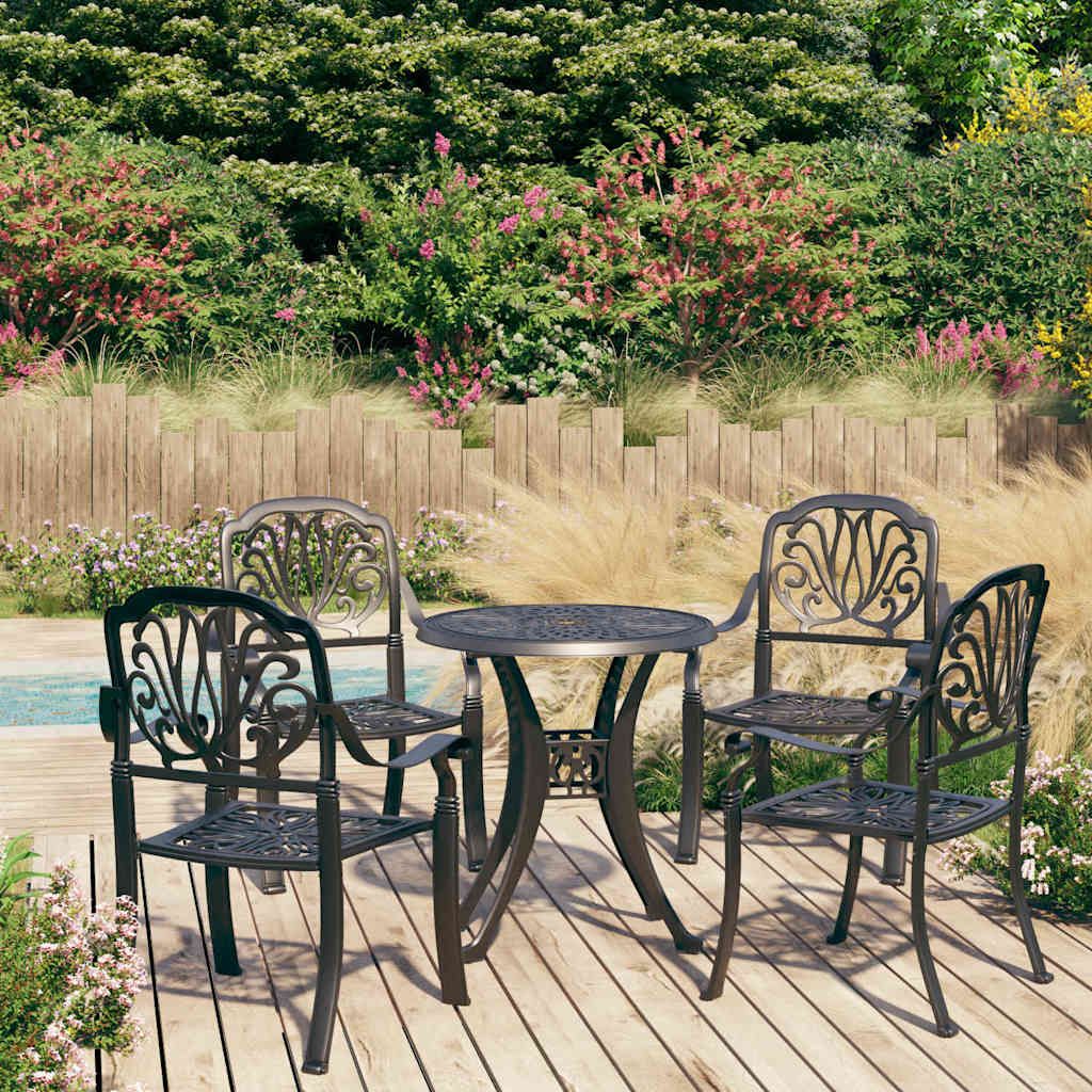 Set da Bistrot 5 pz in Alluminio Pressofuso Nero vidaXL