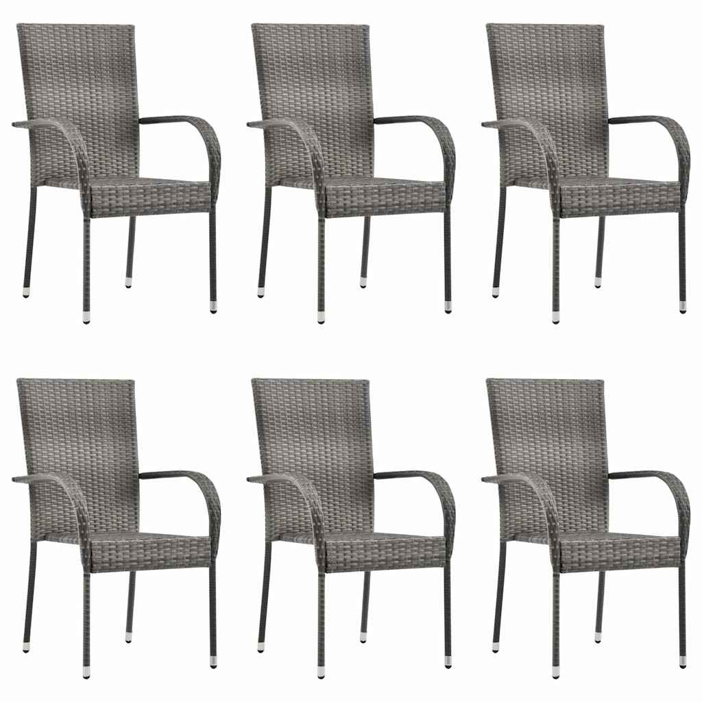 Set Mobili da Pranzo Giardino 7 pz in Polyrattan Grigio vidaXL