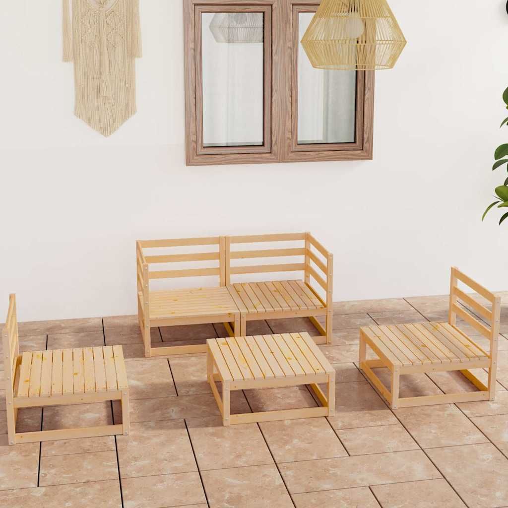 Set Divani da Giardino 5 pz in Legno Massello di Pino vidaXL