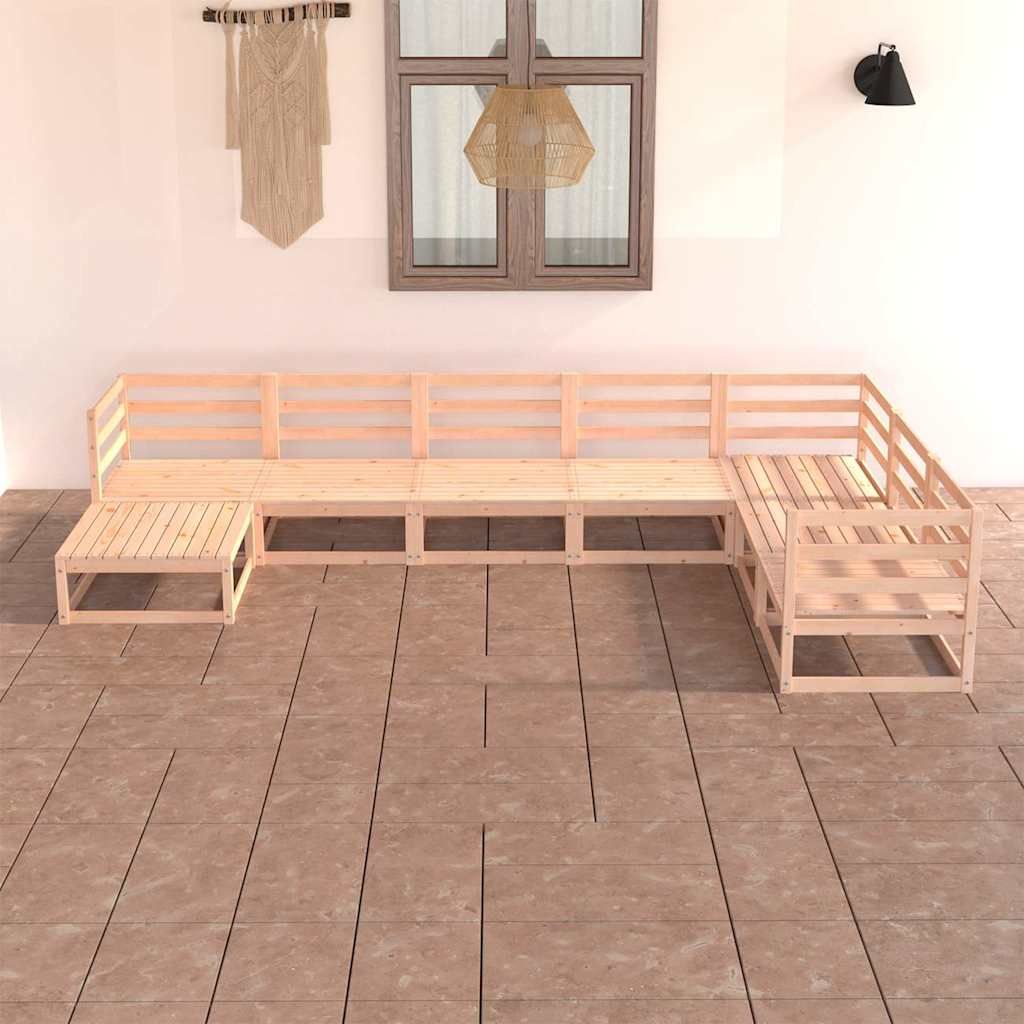 Set Divani da Giardino 7 pz in Legno Massello di Pino vidaXL
