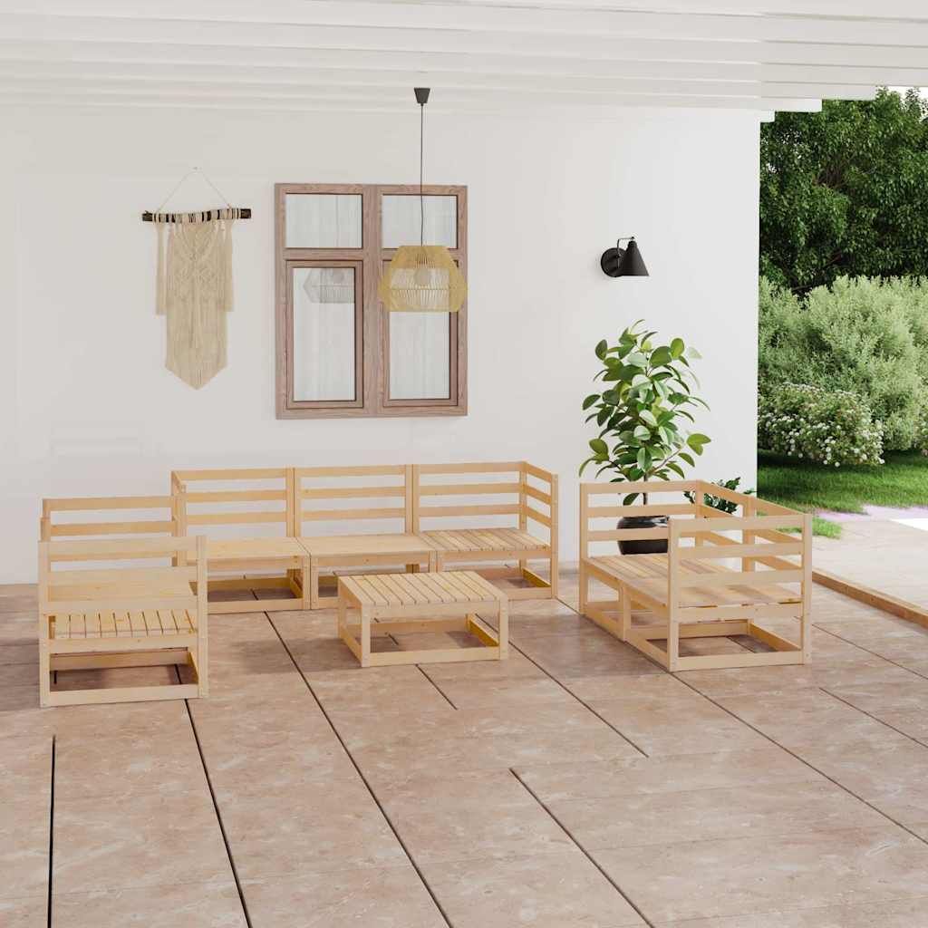 Set Divani da Giardino 8 pz in Legno Massello di Pino vidaXL
