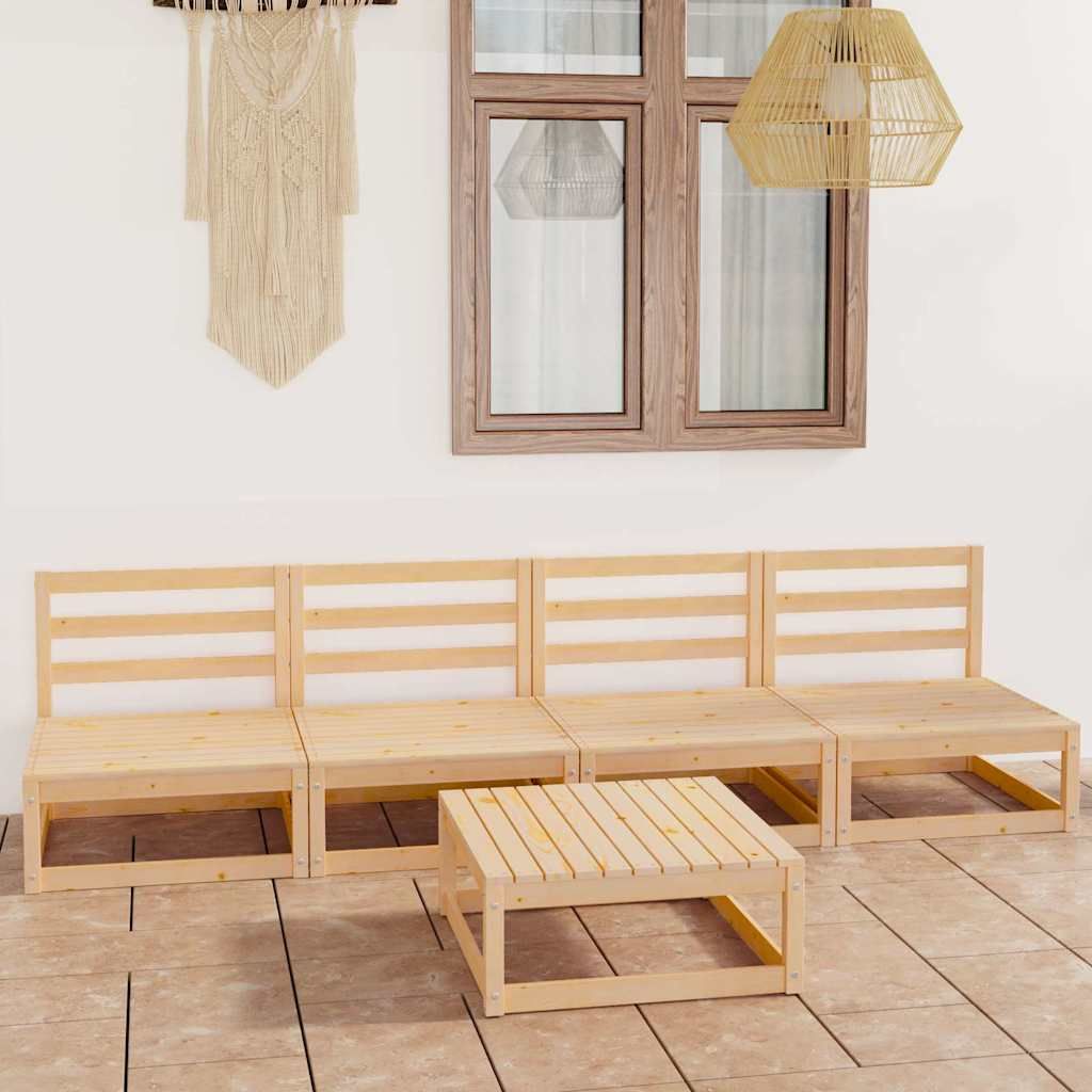 Set Divani da Giardino 5 pz in Legno Massello di Pino vidaXL