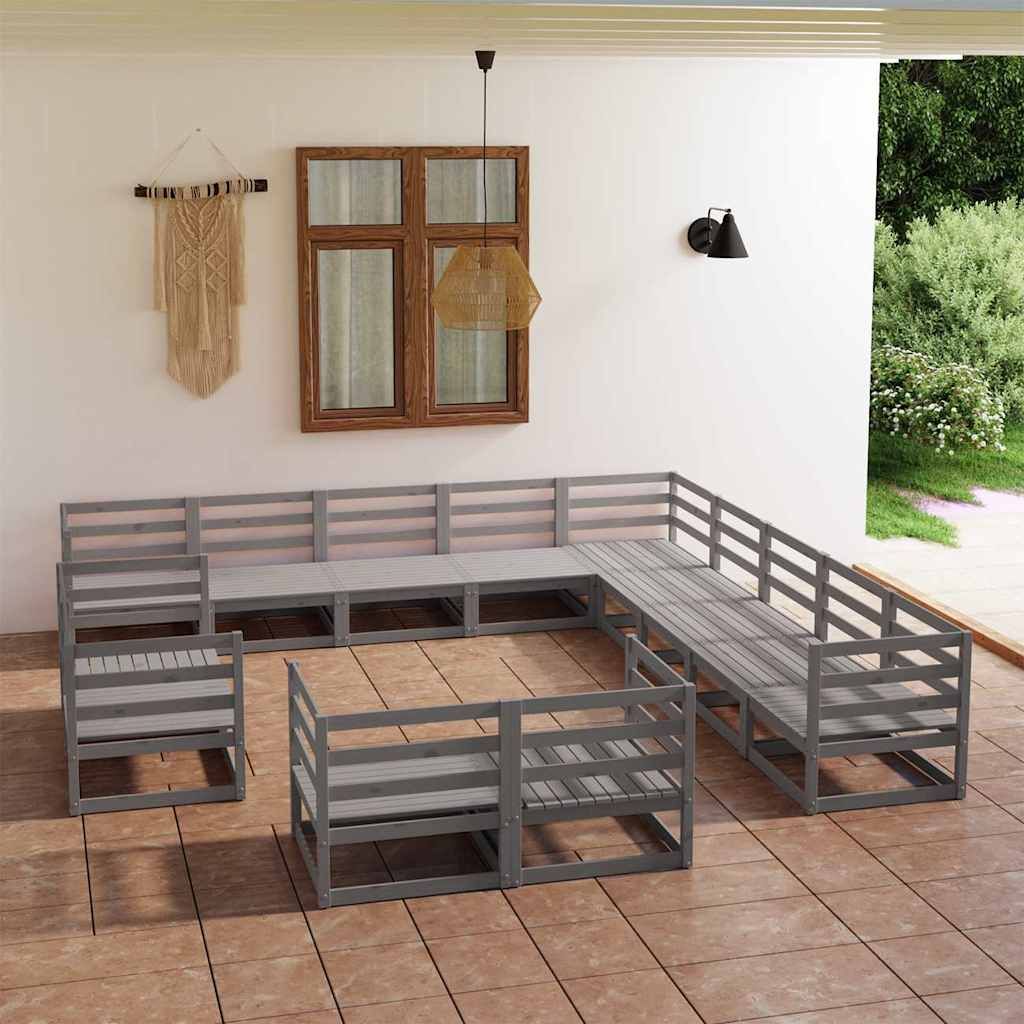 Set Divani da Giardino 13 pz in Legno Massello di Pino vidaXL
