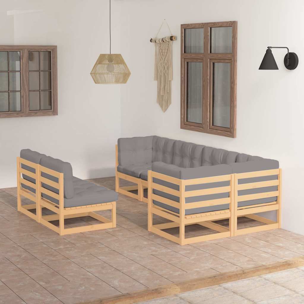 Set Salotto Giardino 7 pz Cuscini Antracite Legno Massello Pino vidaXL