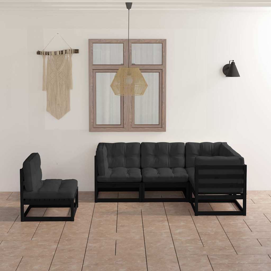 Set Divani da Giardino 5 pz con Cuscini Legno Massello di Pino vidaXL