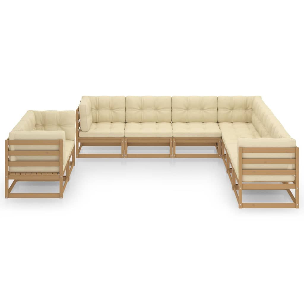 Set Salotto Giardino e Cuscini 9 pz Legno Massello Pino Ambra vidaXL