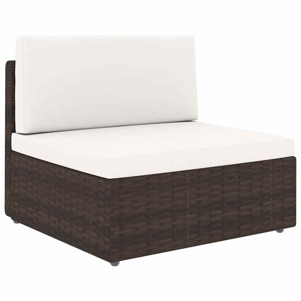 Set Divani da Giardino 5 pz con Cuscini in Polyrattan Marrone vidaXL