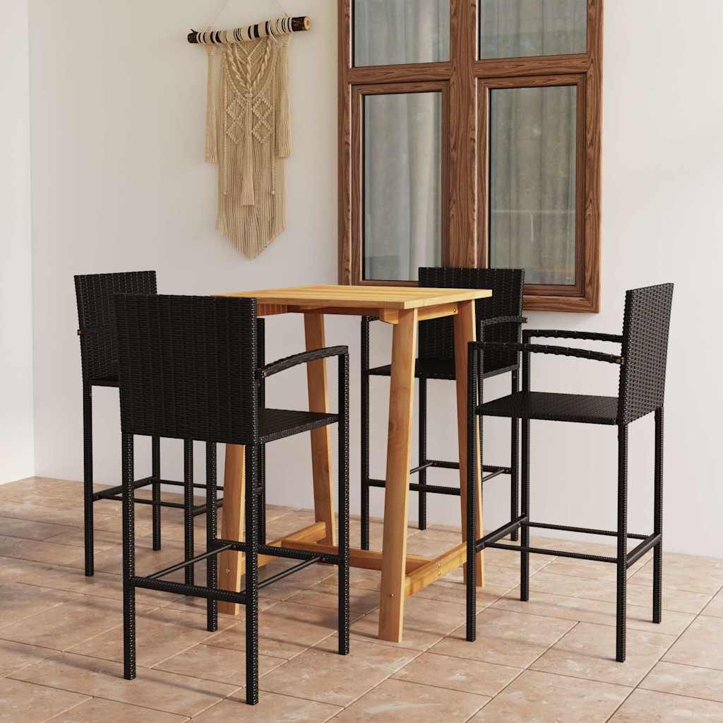 Set Bar da Giardino 5 pz Nero vidaXL