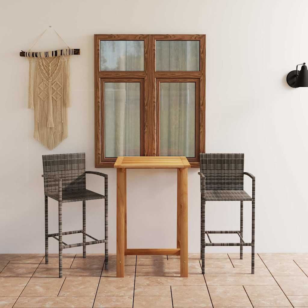 Set Bar da Giardino 3 pz Grigio vidaXL