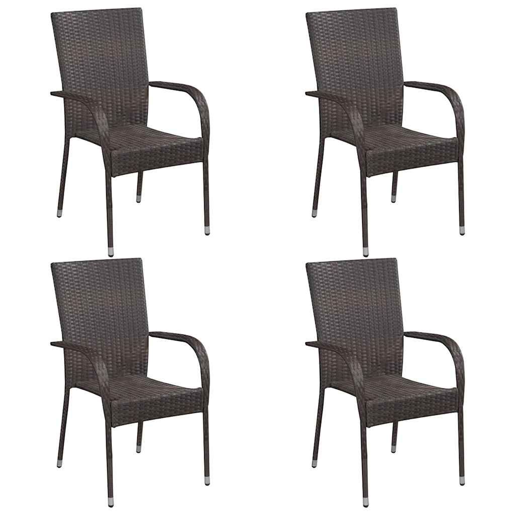 Set Mobili da Pranzo Giardino 5 pz in Polyrattan Marrone vidaXL