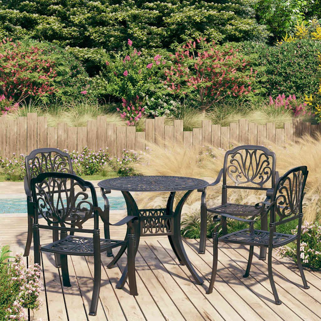Set da Bistrot 5 pz in Alluminio Pressofuso Nero vidaXL