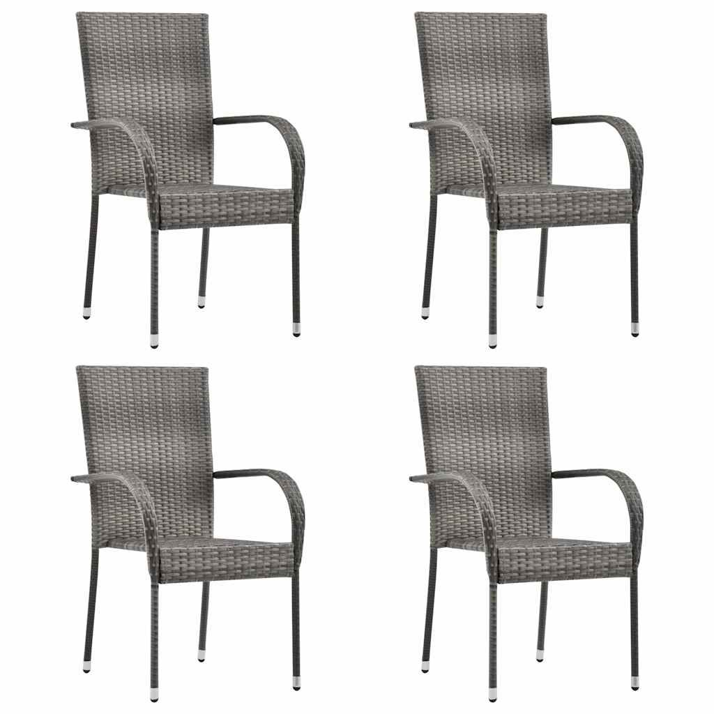 Set Mobili da Pranzo Giardino 5 pz in Polyrattan Grigio vidaXL