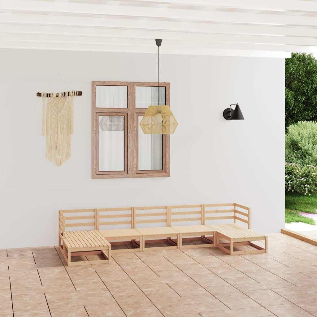 Set Divani da Giardino 7 pz in Legno Massello di Pino vidaXL