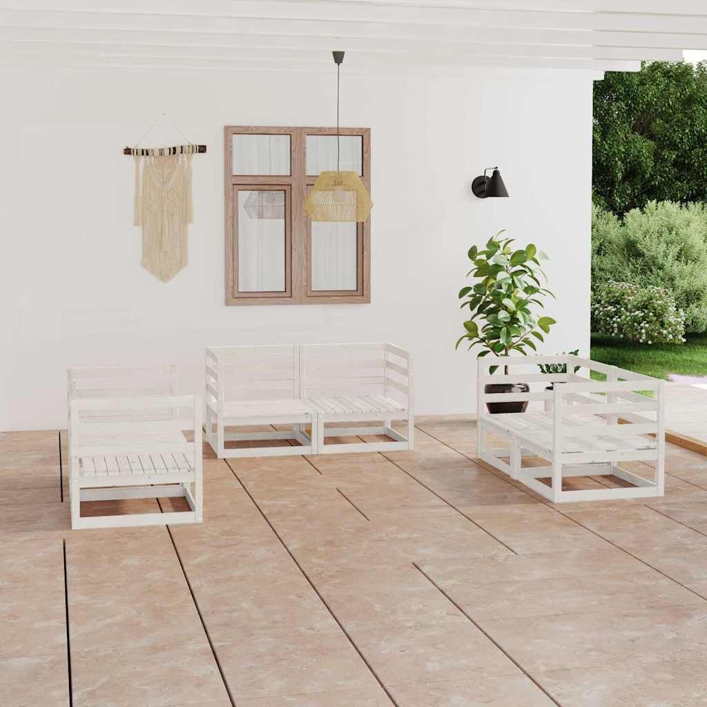 Set Divani da Giardino 6 pz Bianco in Legno Massello di Pino vidaXL