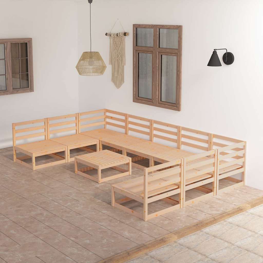 Set Divani da Giardino 10 pz in Legno Massello di Pino vidaXL