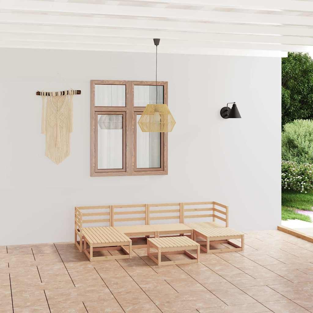 Set Divani da Giardino 7 pz in Legno Massello di Pino vidaXL