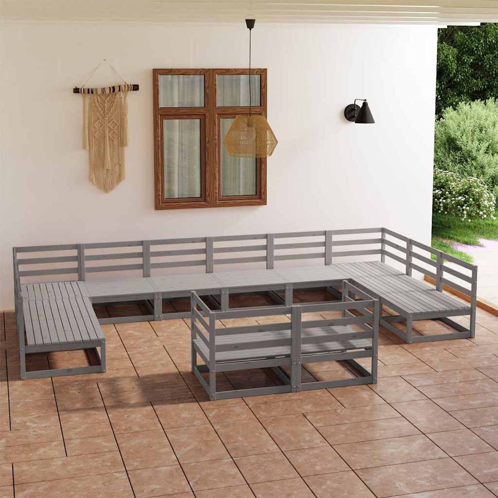 Set Divani da Giardino 12 pz in Legno Massello di Pino vidaXL