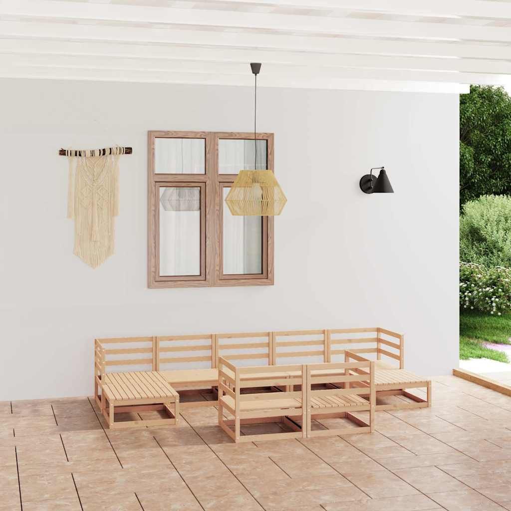 Set Divani da Giardino 9 pz in Legno Massello di Pino vidaXL