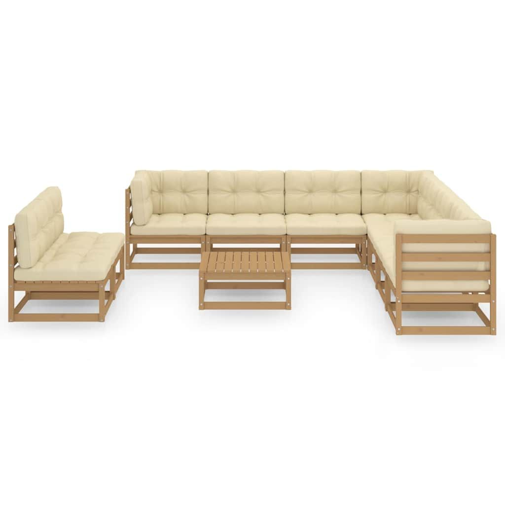 Set Salotto Giardino e Cuscini 10 pz Legno Massello Pino Ambra vidaXL