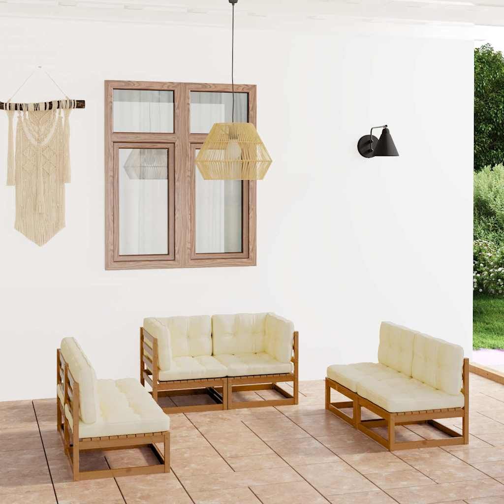 Set Divani da Giardino 6 pz con Cuscini Legno Massello Pino vidaXL