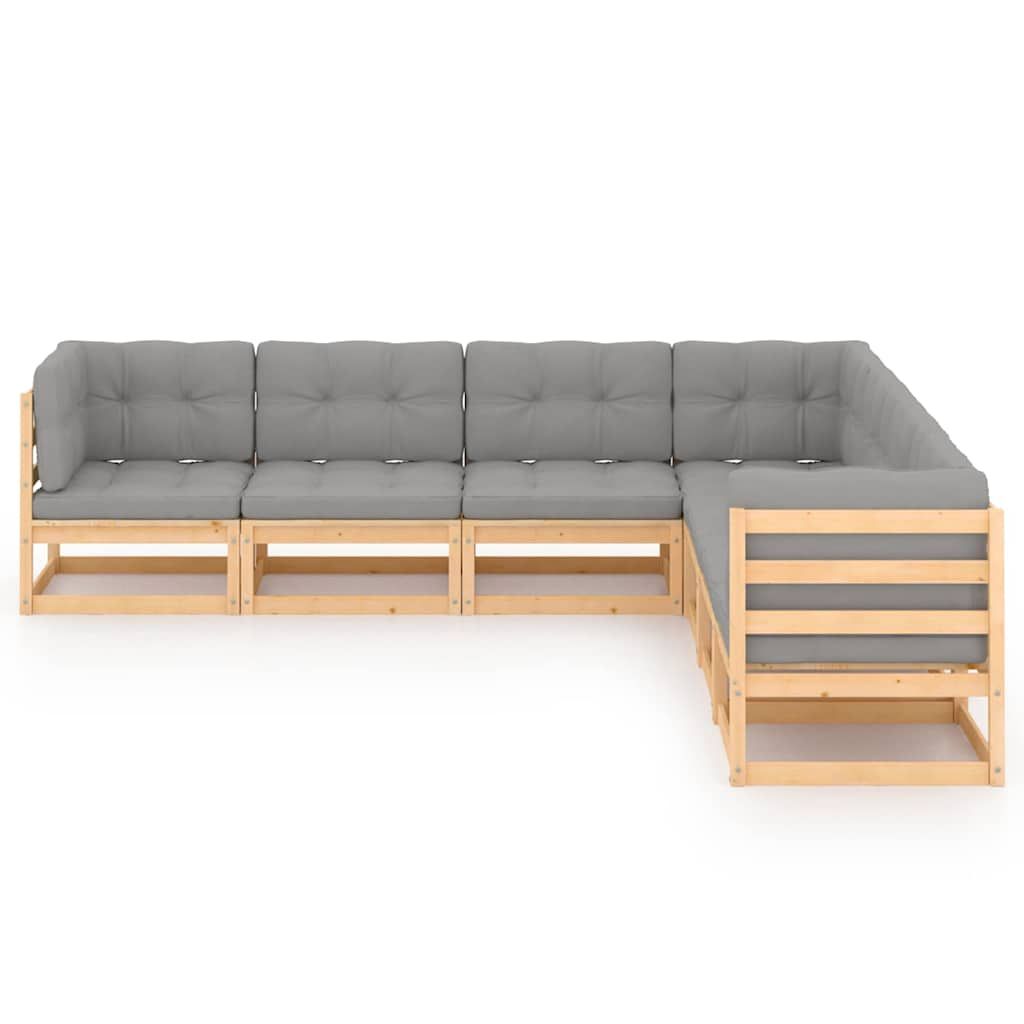 Set Salotto Giardino 7 pz Cuscini Antracite Legno Massello Pino vidaXL