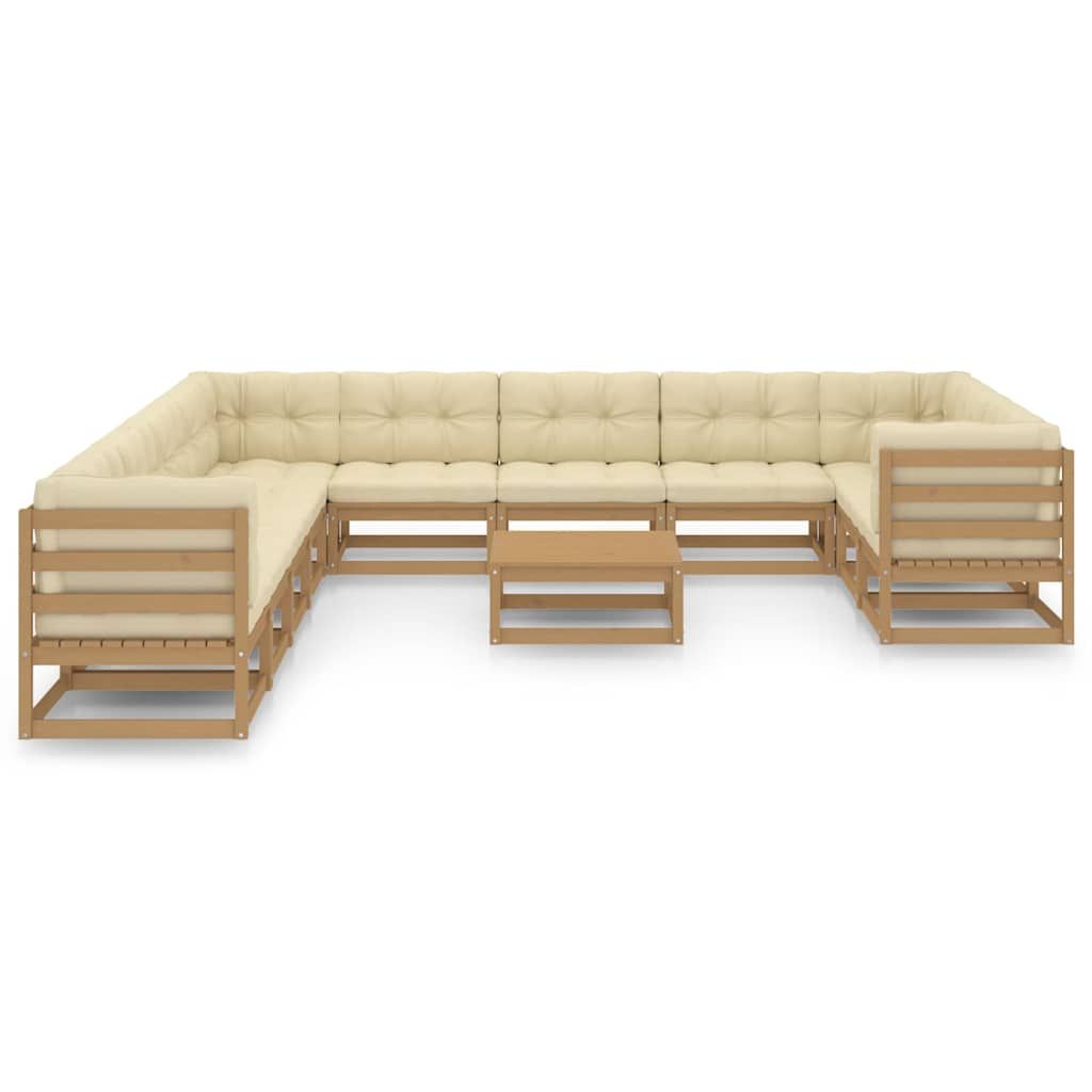 Set Salotto Giardino e Cuscini 12 pz Legno Massello Pino Ambra vidaXL