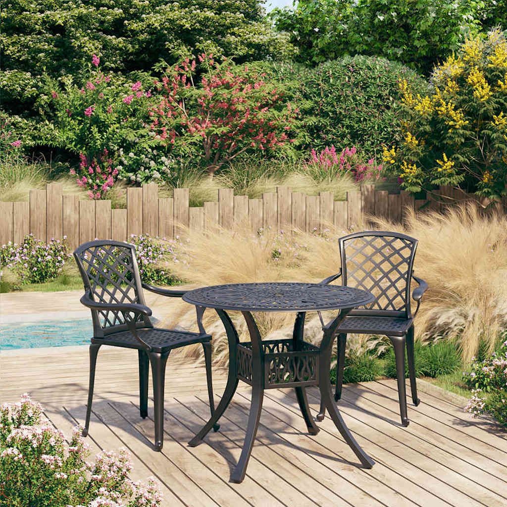 Set da Bistrot 3 pz in Alluminio Pressofuso Nero vidaXL