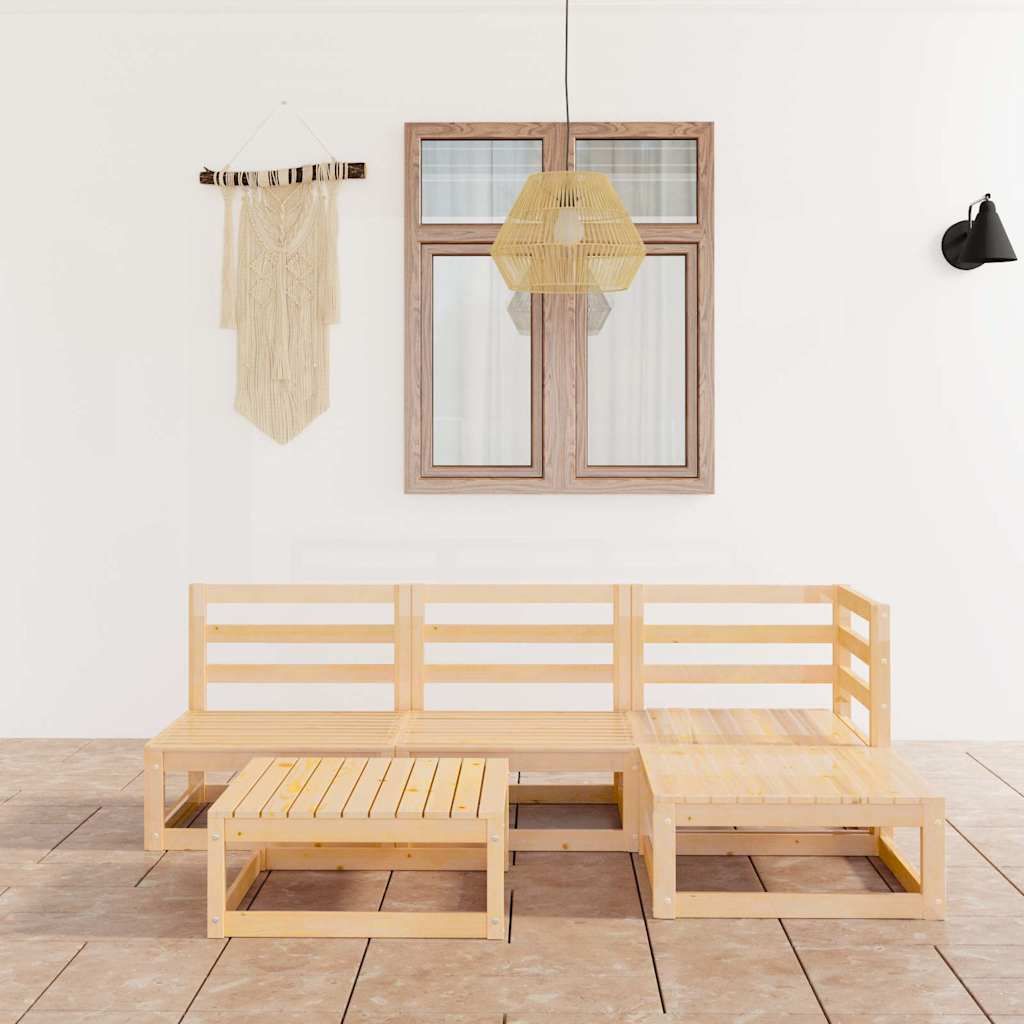 Set Divani da Giardino 5 pz in Legno Massello di Pino vidaXL