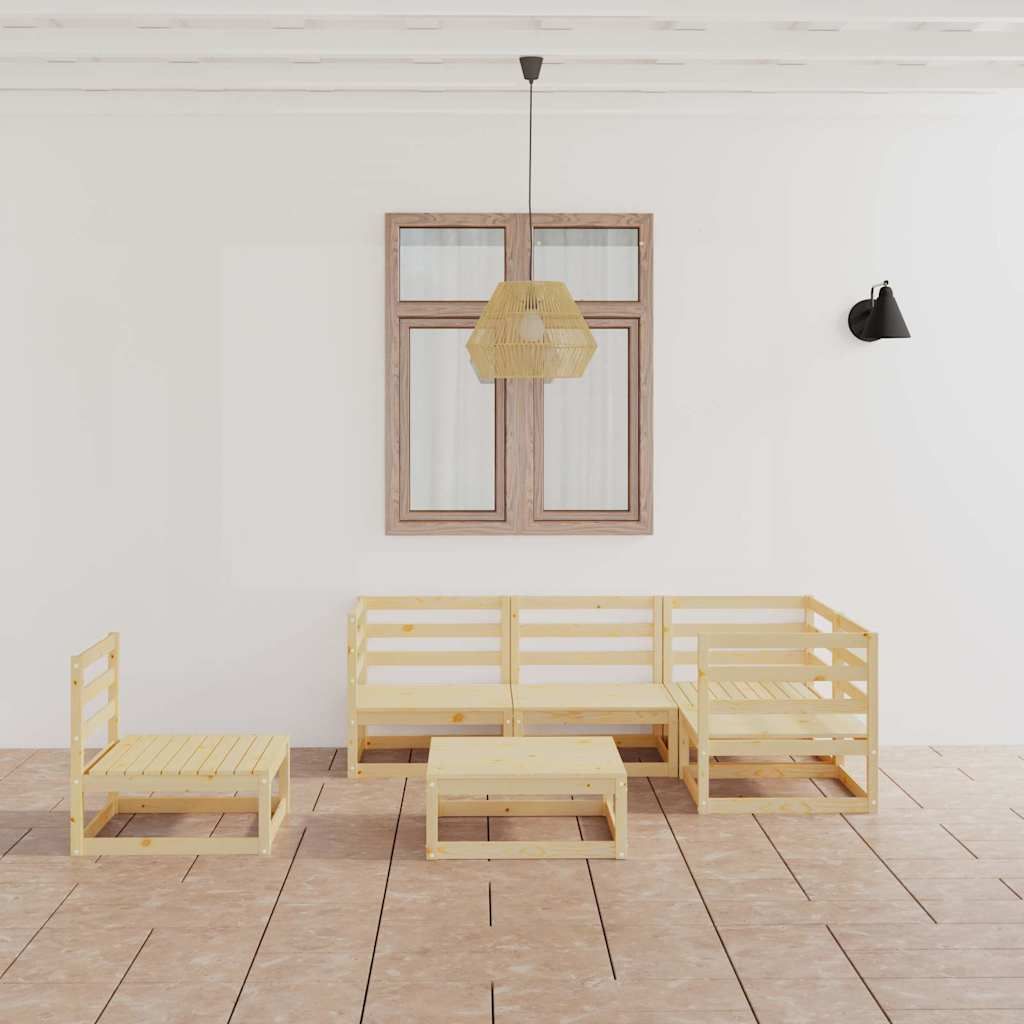 Set Divani da Giardino 6 pz in Legno Massello di Pino vidaXL