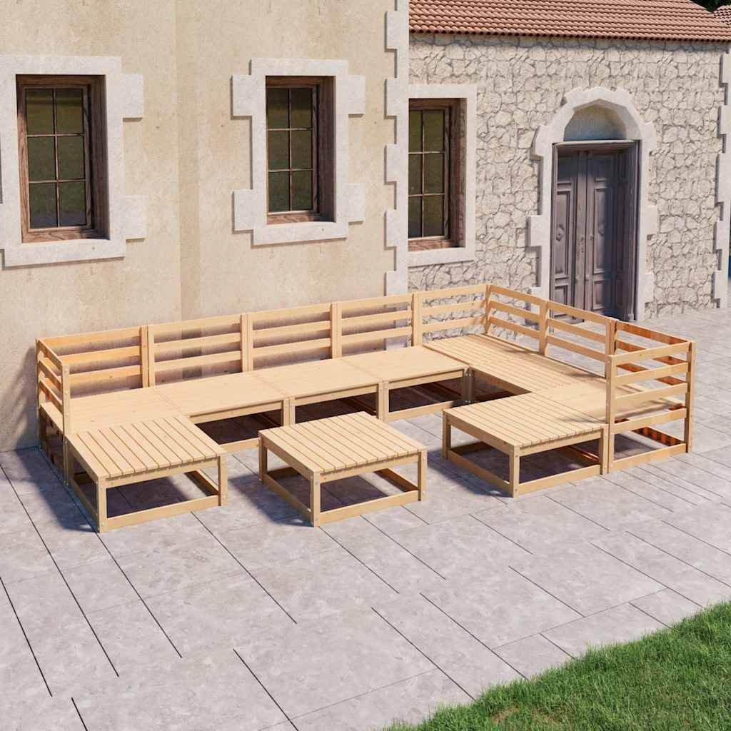 Set Divani da Giardino 10 pz in Legno Massello di Pino vidaXL