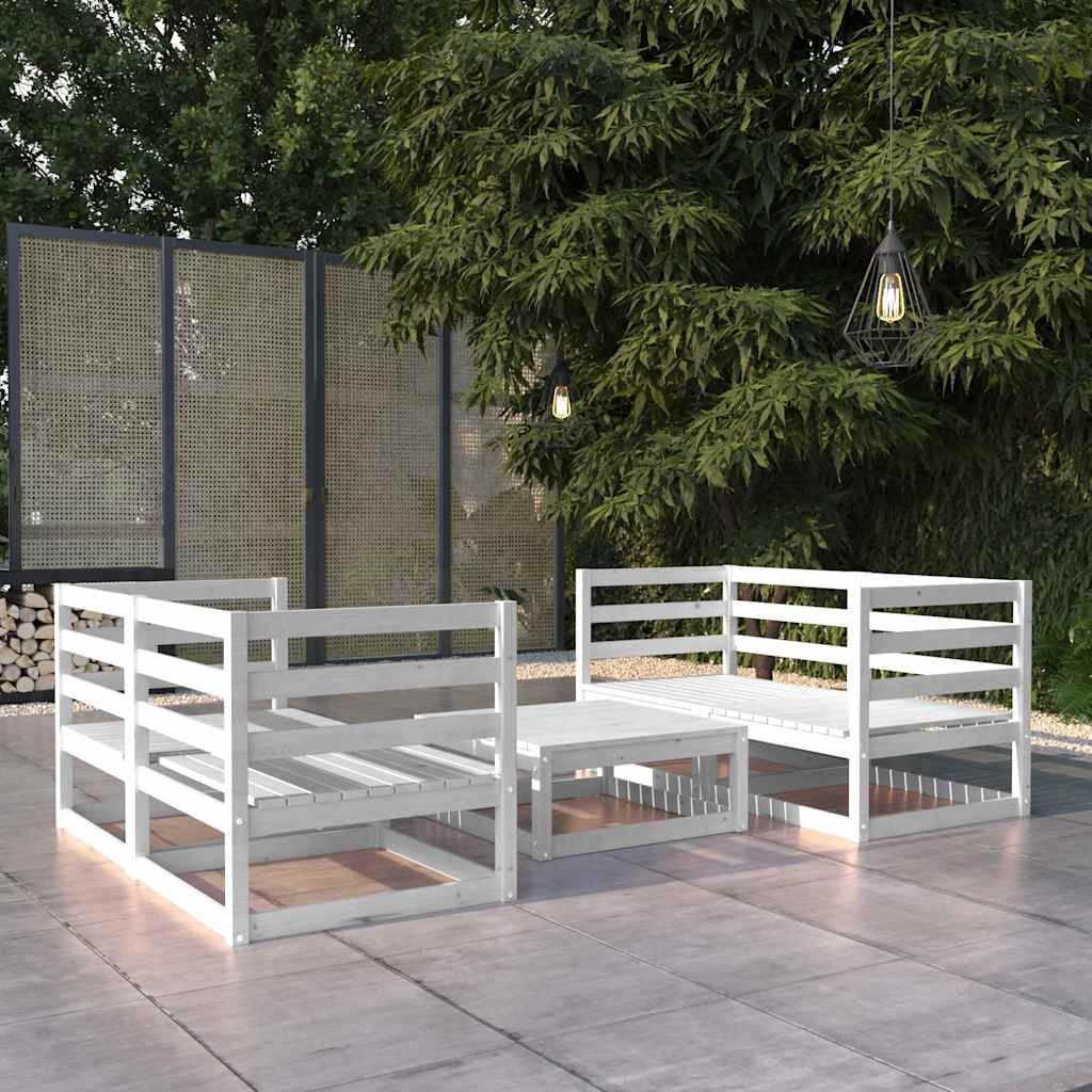 Set Divani da Giardino 5 pz Bianco in Legno Massello di Pino vidaXL