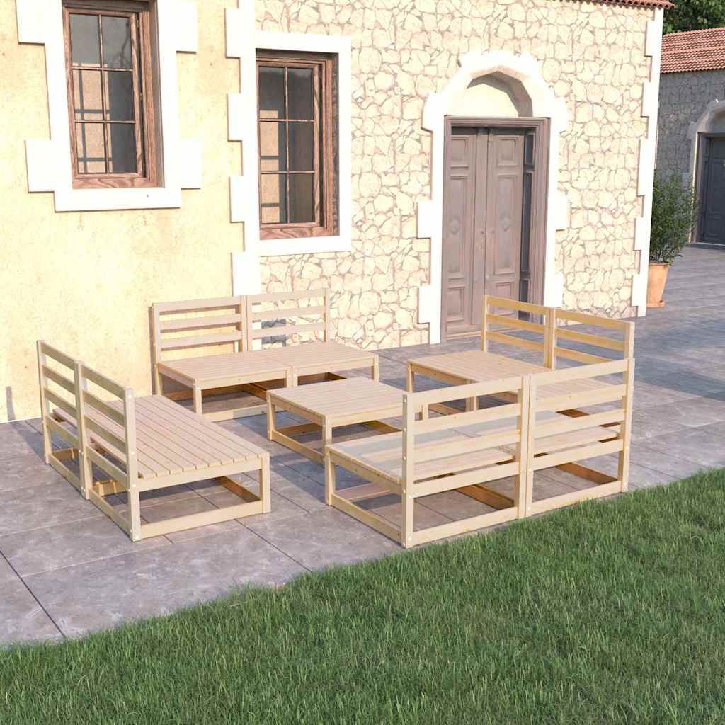 Set Divani da Giardino 9 pz in Legno Massello di Pino vidaXL