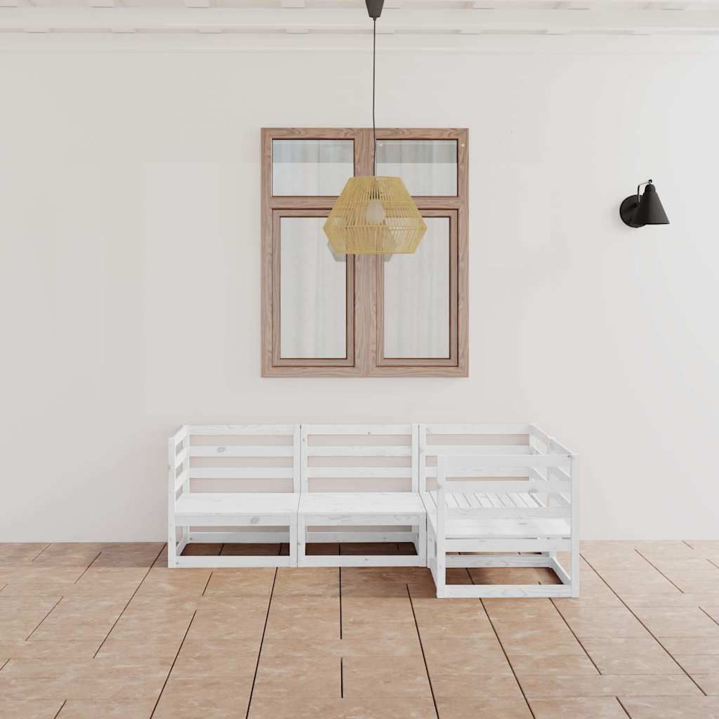 Set Divani da Giardino 4 pz Bianco in Legno Massello di Pino vidaXL
