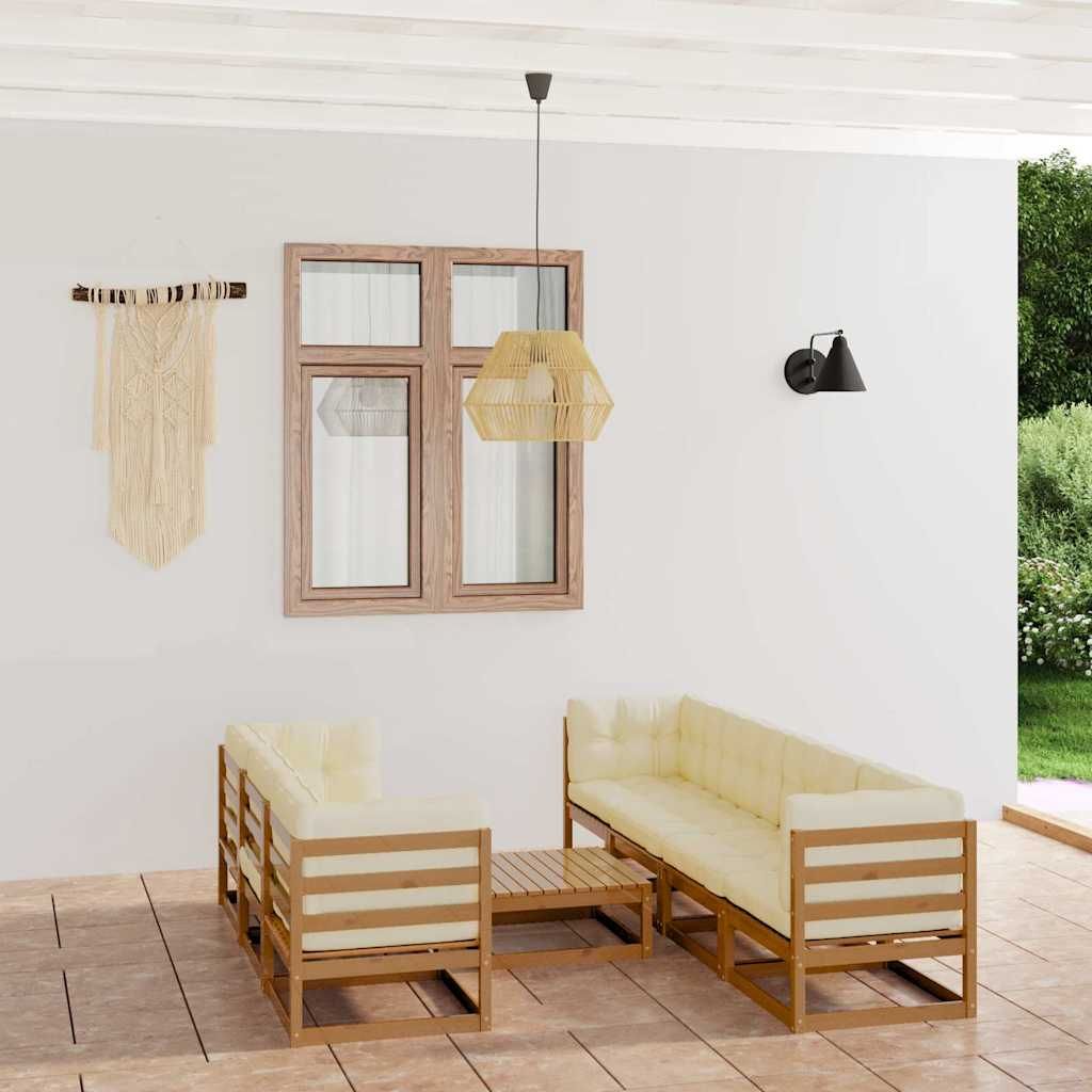 Set Divani da Giardino 8 pz con Cuscini Legno Massello di Pino vidaXL