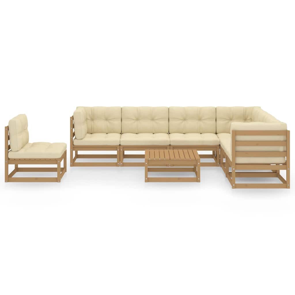 Set Salotto Giardino e Cuscini 8 pz Legno Massello Pino Ambra vidaXL