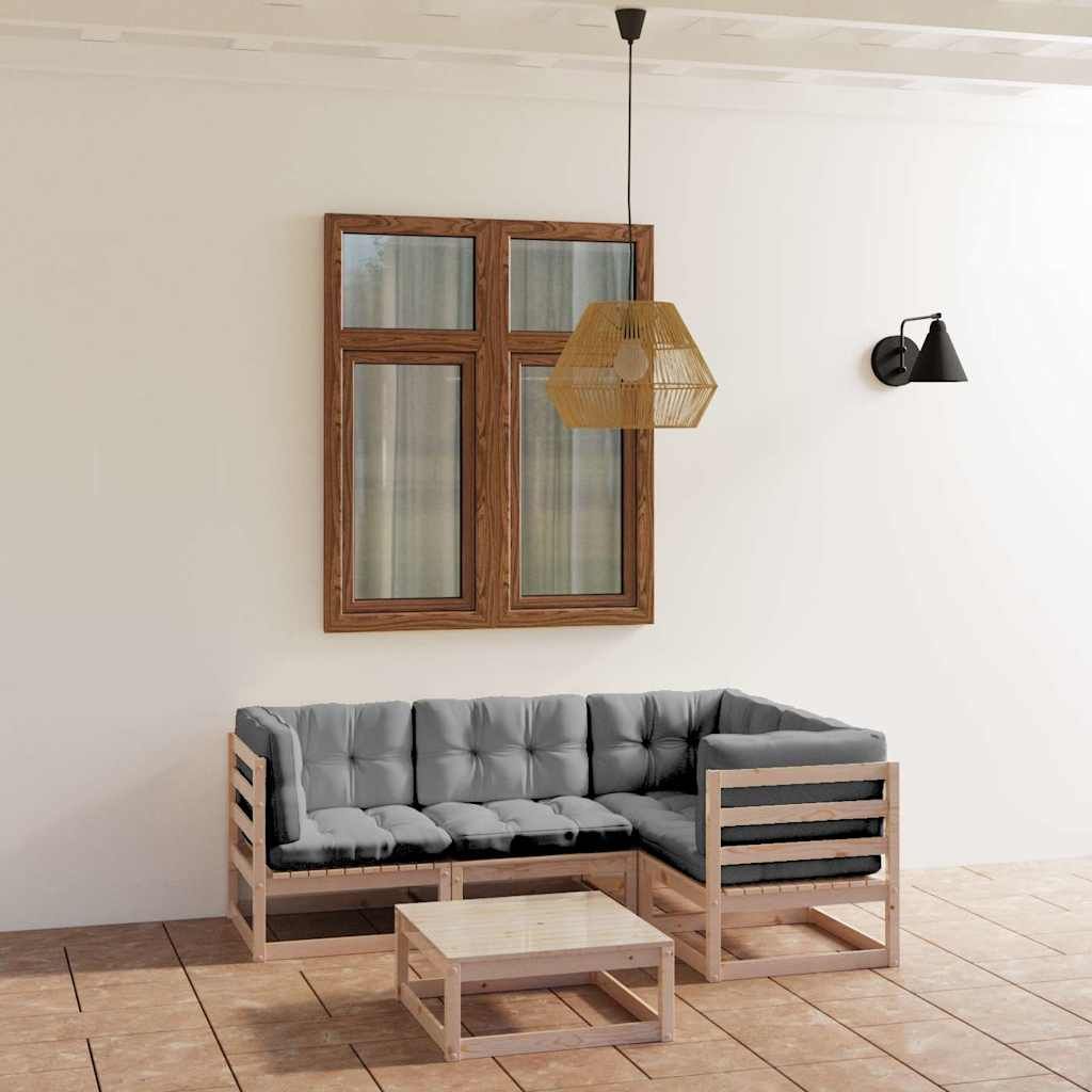 Set Divani da Giardino 6 pz con Cuscini Legno Massello di Pino vidaXL